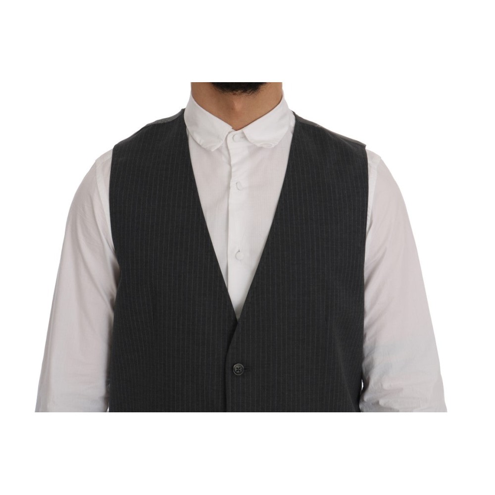 Dolce & Gabbana Elegante Graue Gestreifte Weste Weste