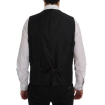 Dolce & Gabbana Elegante Graue Gestreifte Herrenweste Weste