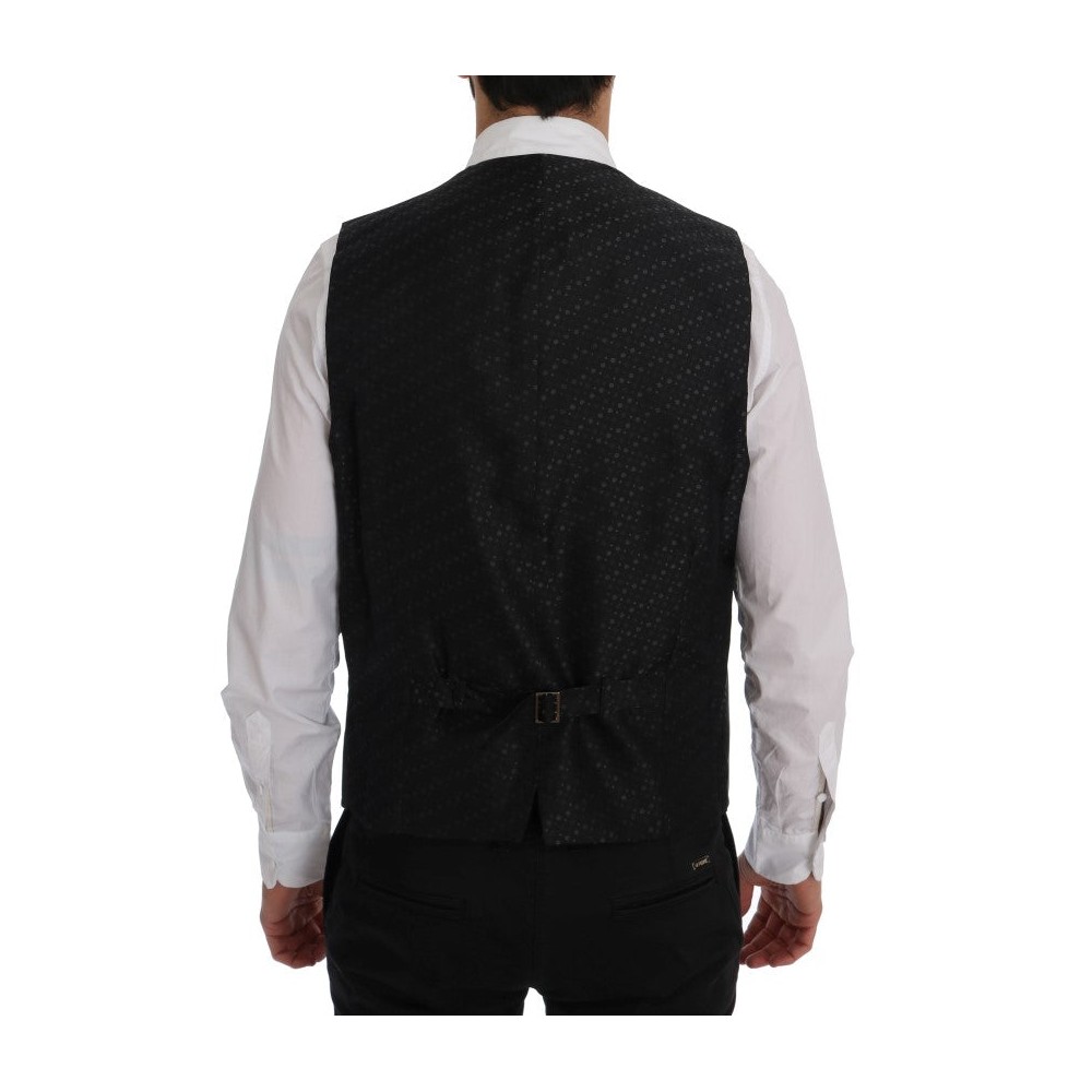 Dolce & Gabbana Elegante Graue Gestreifte Herrenweste Weste