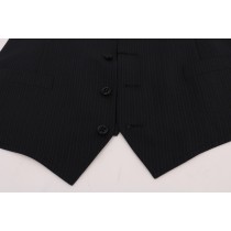 Dolce & Gabbana Elegante Graue Gestreifte Herrenweste Weste