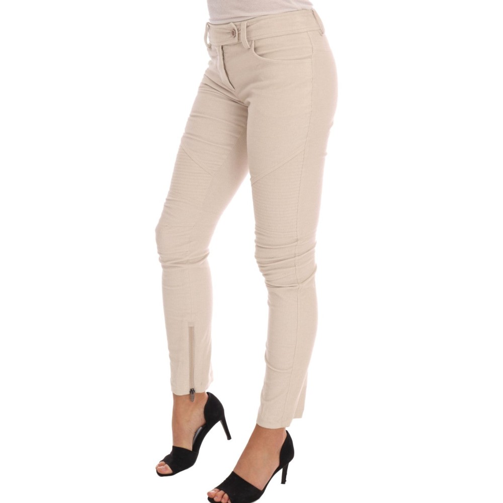 Ermanno Scervino Schicke beigefarbene Kordhosen mit schmaler Passform
