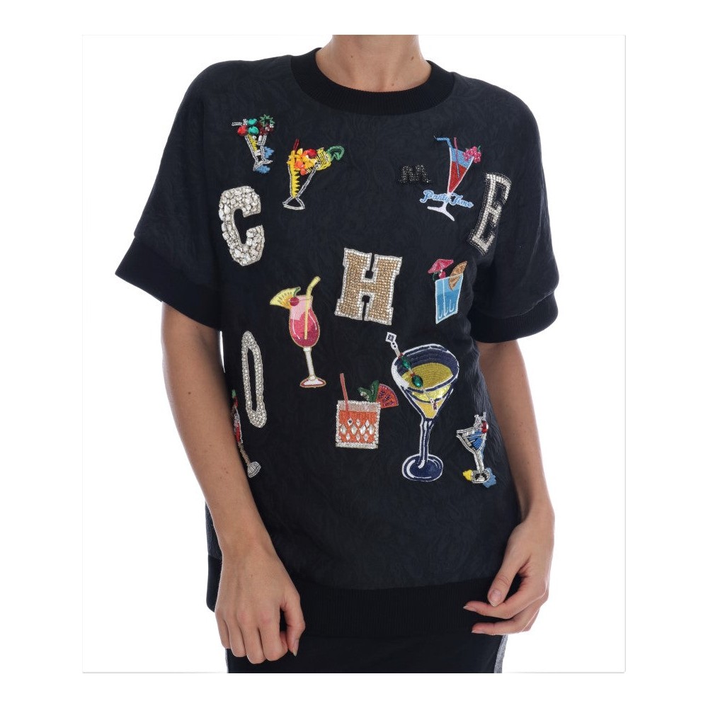 Dolce & Gabbana Schwarzer Pullover mit verzauberten Kristallen