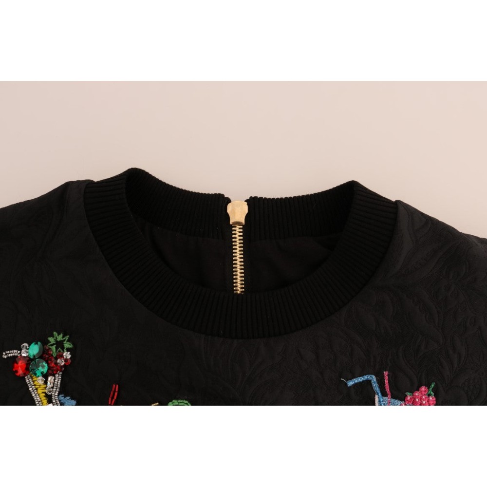 Dolce & Gabbana Schwarzer Pullover mit verzauberten Kristallen