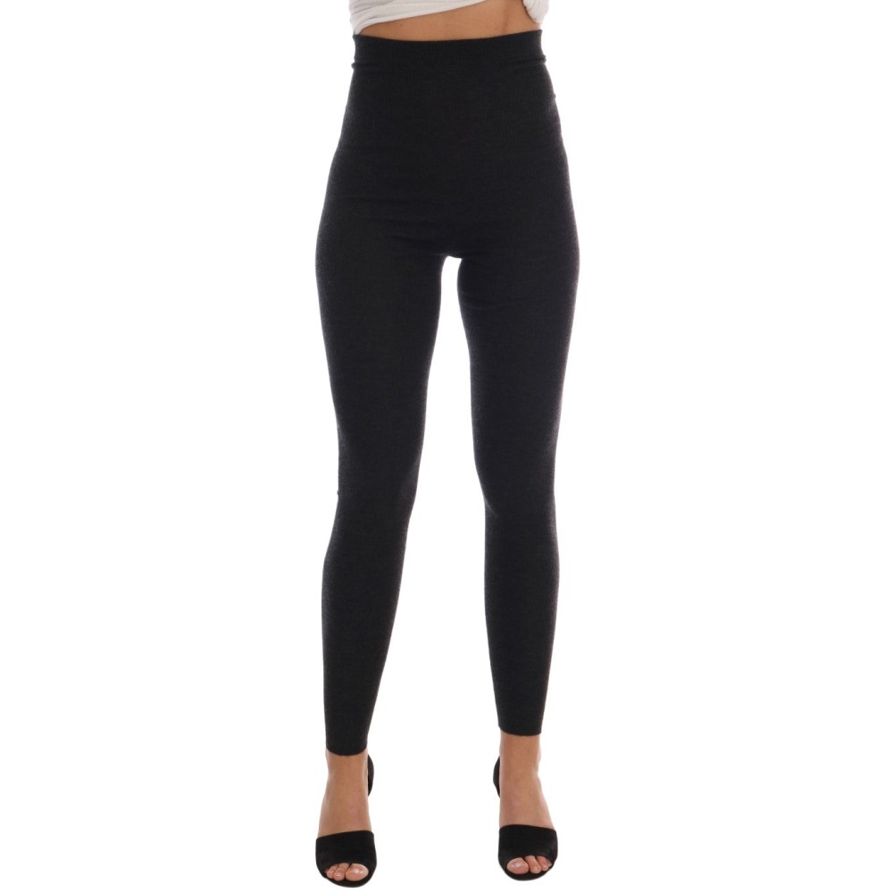 Dolce & Gabbana Elegante graue Kaschmirhose mit hoher Taille