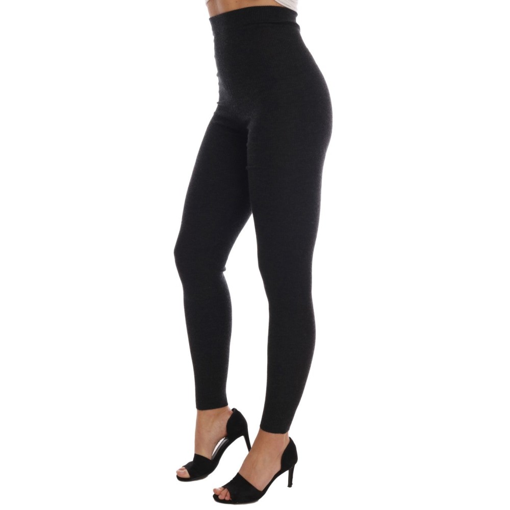 Dolce & Gabbana Elegante graue Kaschmirhose mit hoher Taille