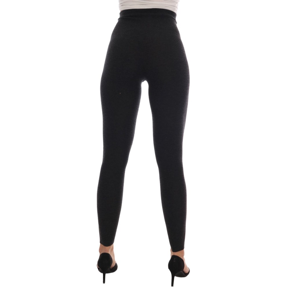 Dolce & Gabbana Elegante graue Kaschmirhose mit hoher Taille