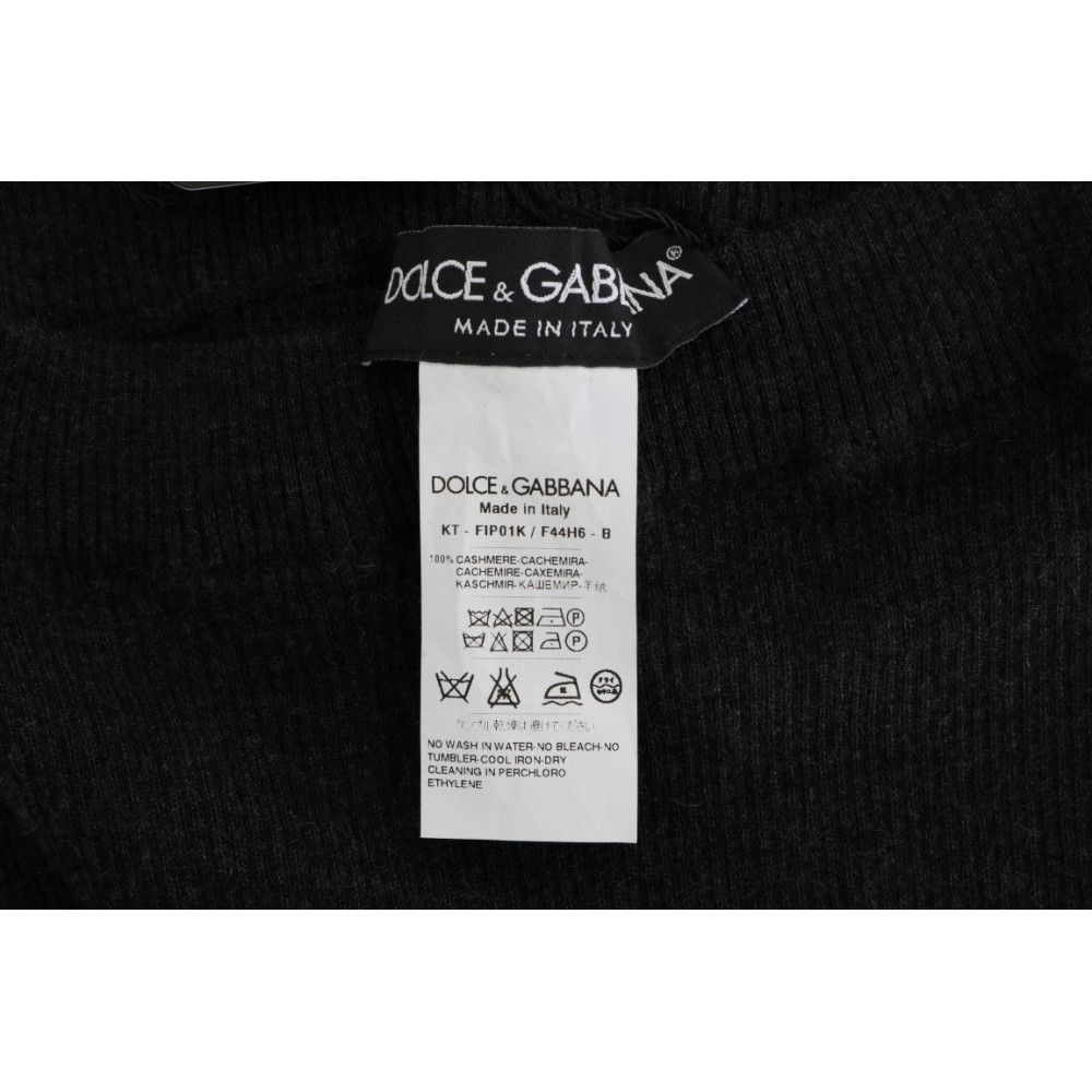 Dolce & Gabbana Elegante graue Kaschmirhose mit hoher Taille