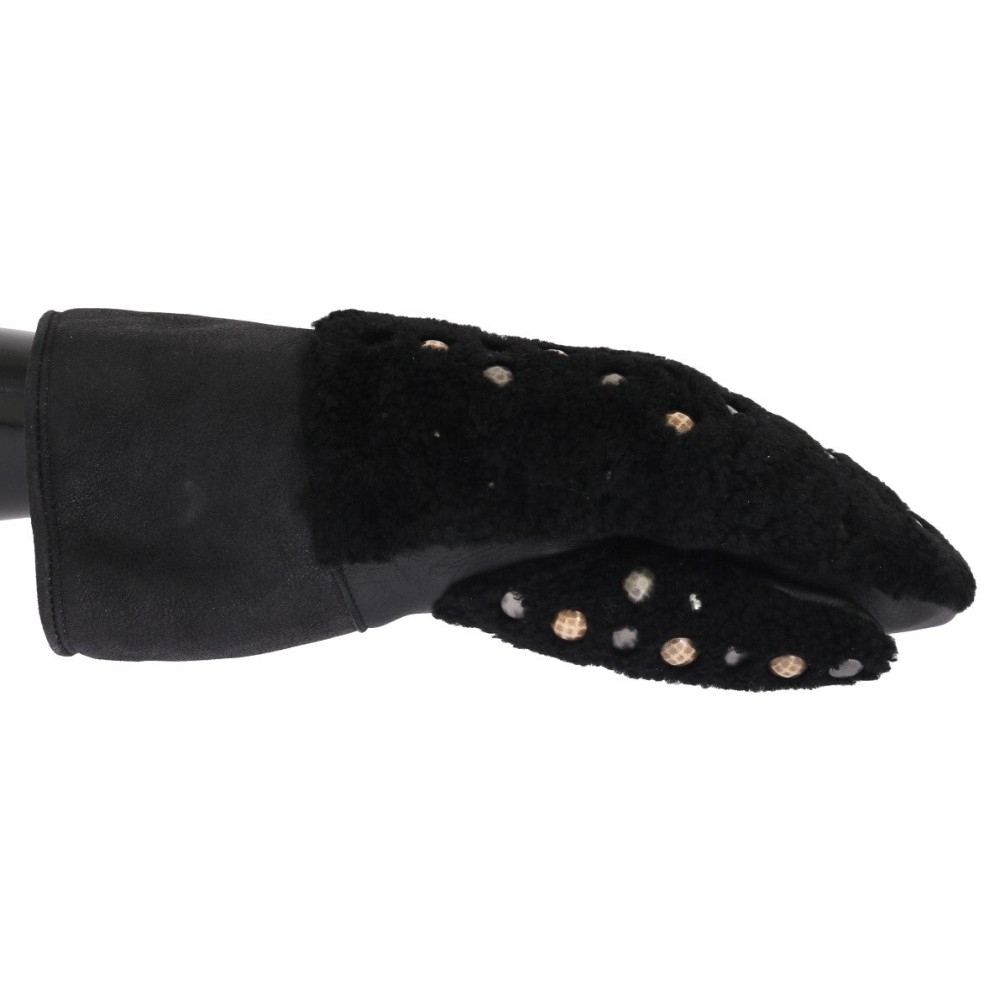 Dolce & Gabbana Beschlagene schwarze Lederhandschuhe für Herren