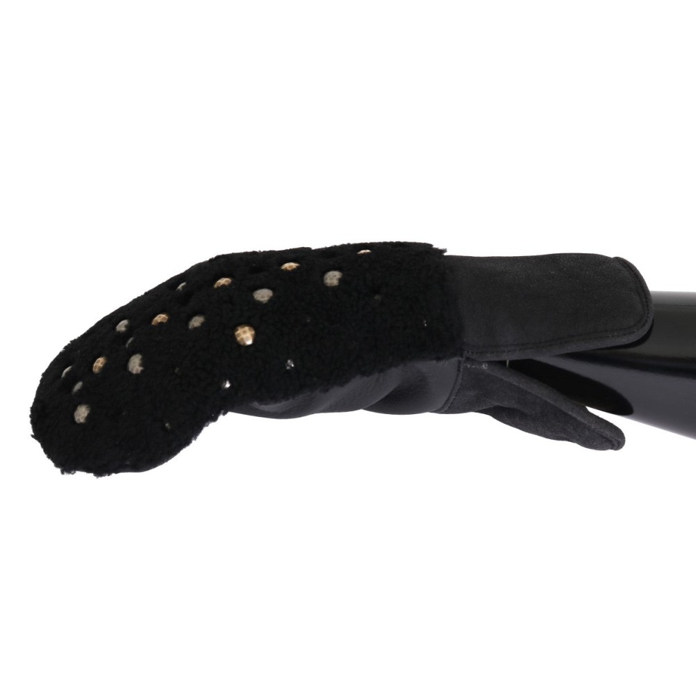 Dolce & Gabbana Beschlagene schwarze Lederhandschuhe für Herren