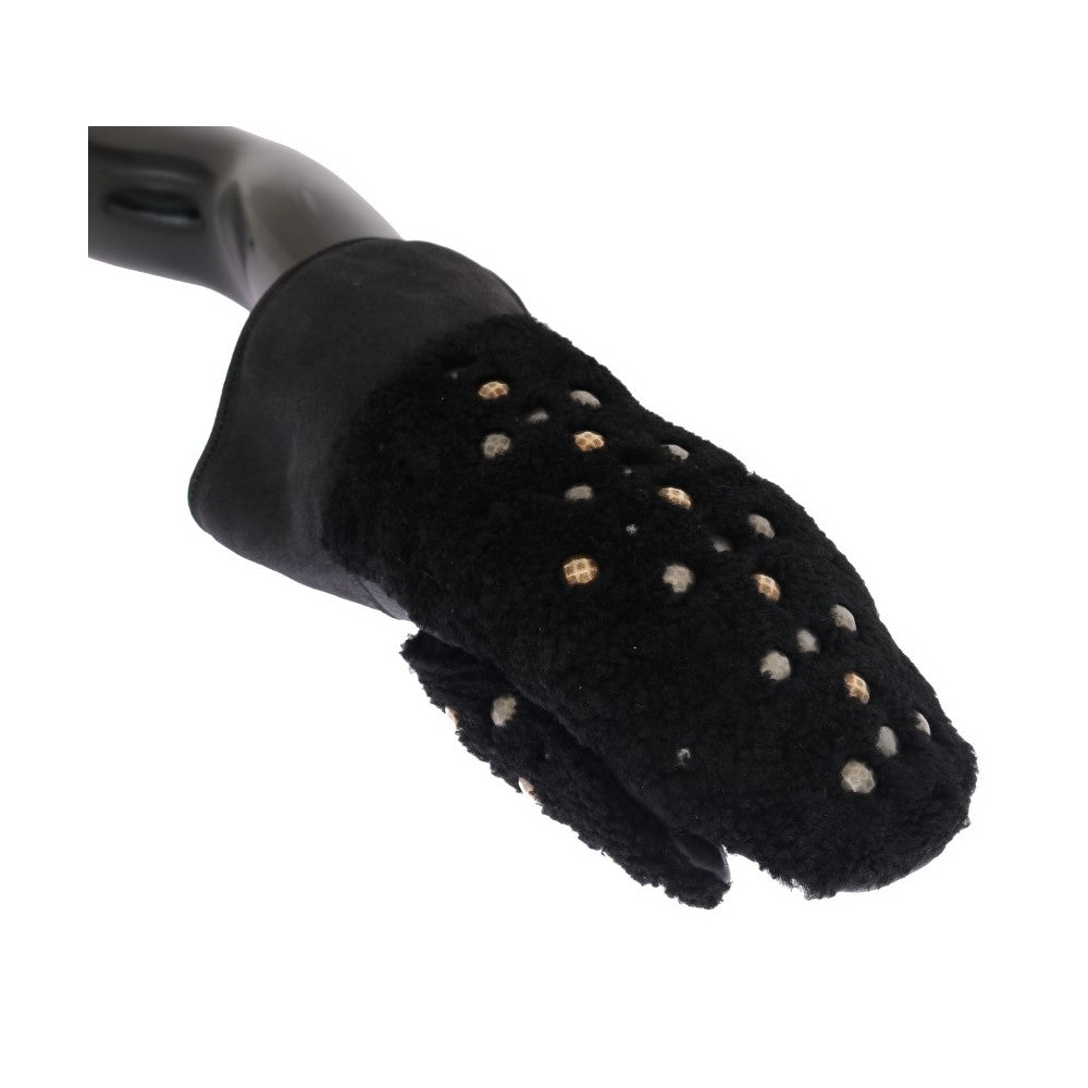 Dolce & Gabbana Beschlagene schwarze Lederhandschuhe für Herren