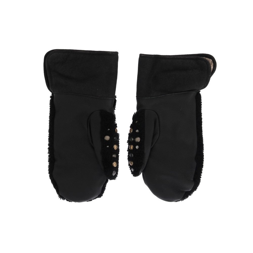 Dolce & Gabbana Beschlagene schwarze Lederhandschuhe für Herren