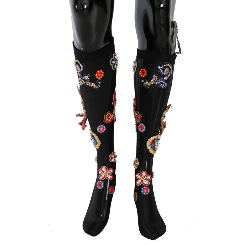Dolce & Gabbana Elegante verschönerte Kristallstrümpfe