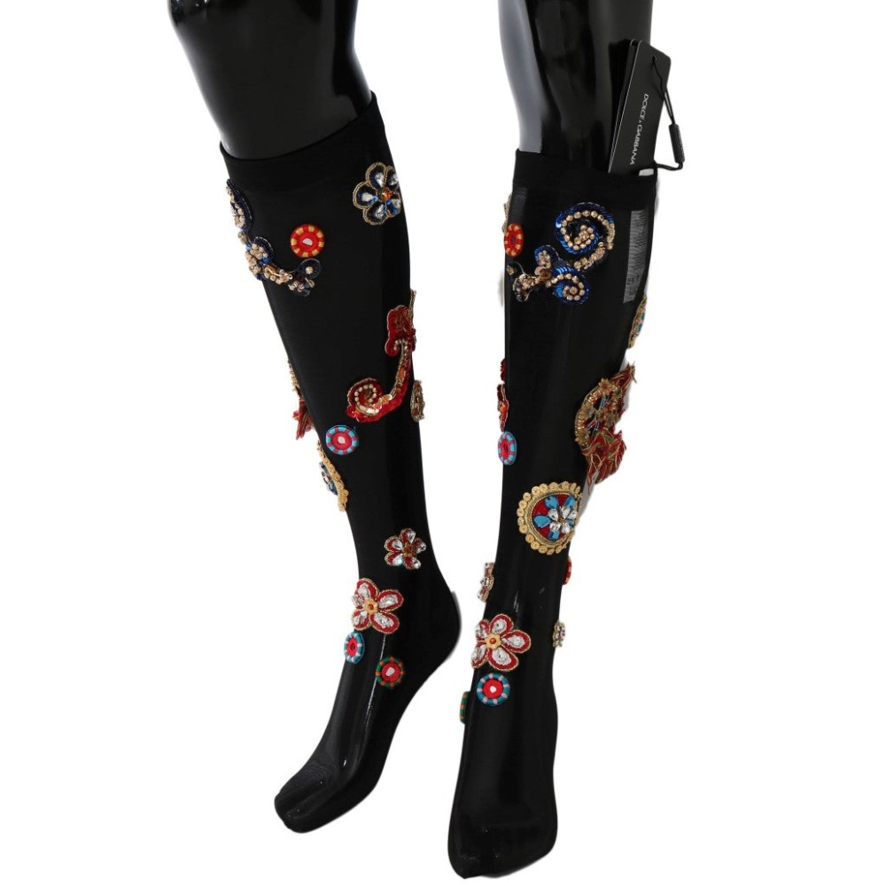 Dolce & Gabbana Elegante verschönerte Kristallstrümpfe