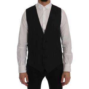 Dolce & Gabbana Elegante Weste aus Wollmischung, grau gestreift