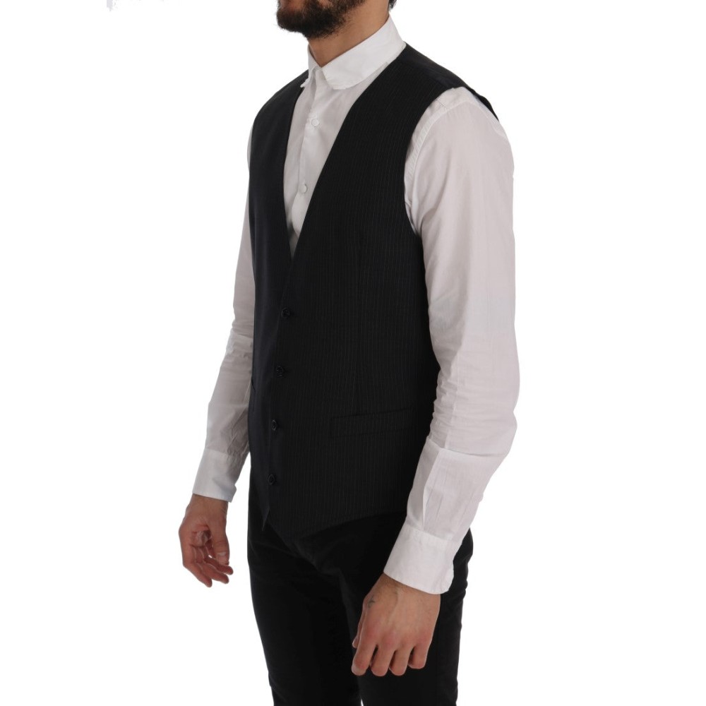 Dolce & Gabbana Elegante Weste aus Wollmischung, grau gestreift