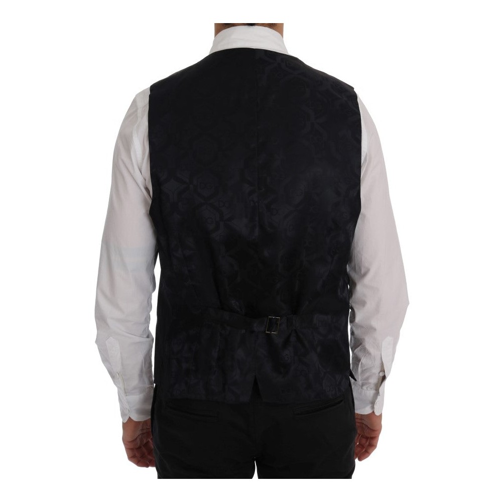 Dolce & Gabbana Elegante Weste aus Wollmischung, grau gestreift