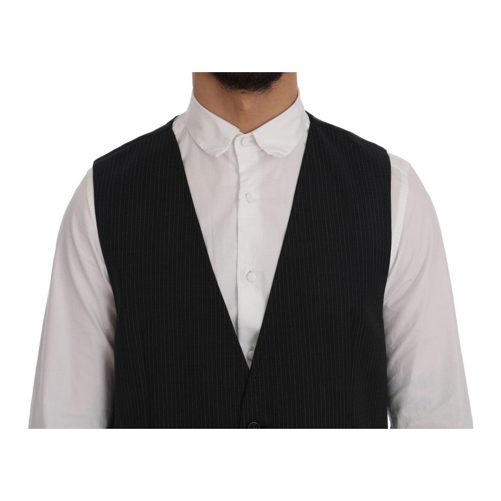 Dolce & Gabbana Elegante Weste aus Wollmischung, grau gestreift