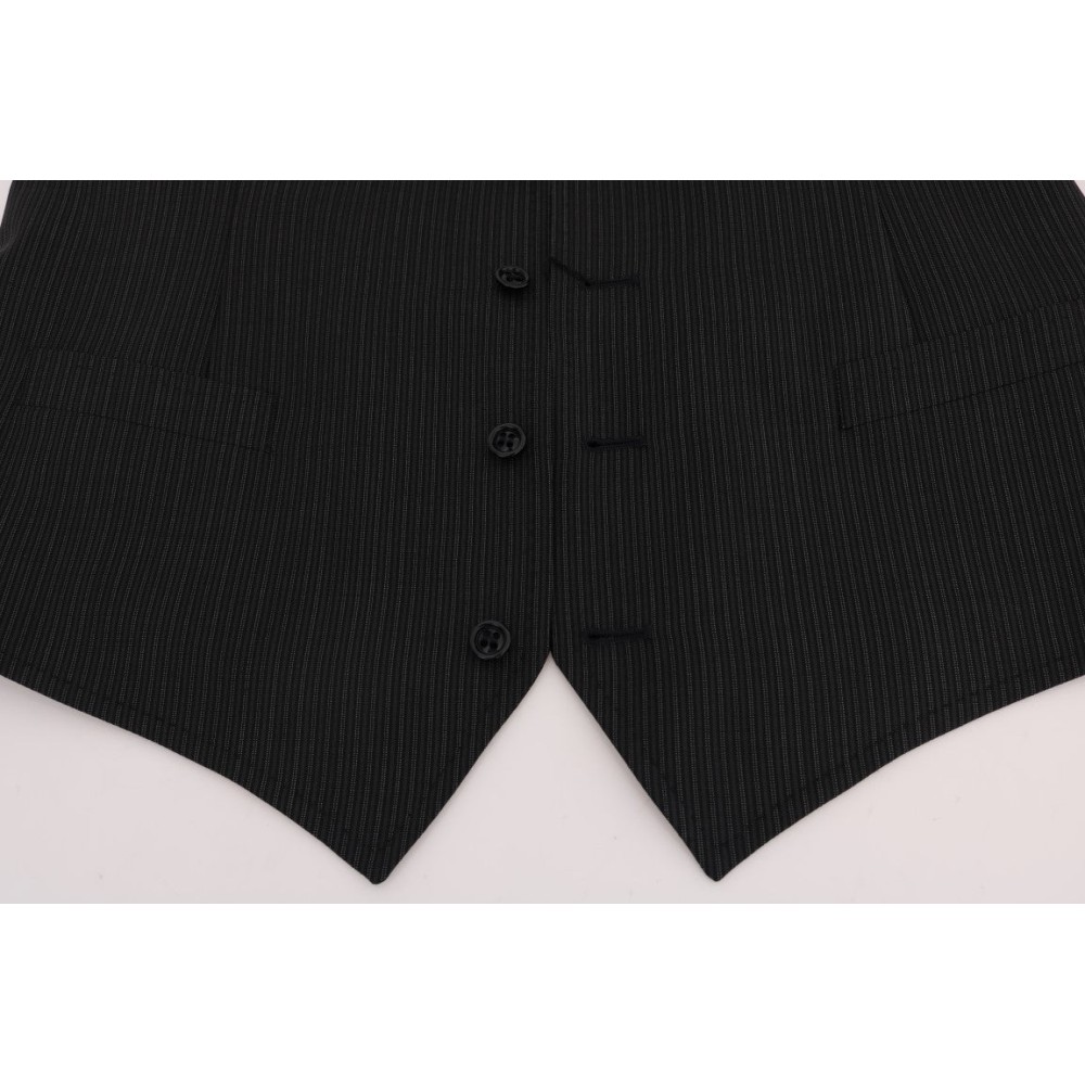Dolce & Gabbana Elegante Weste aus Wollmischung, grau gestreift
