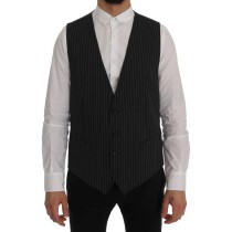 Dolce & Gabbana Elegante Graue Gestreifte Weste Weste