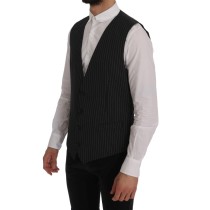 Dolce & Gabbana Elegante Graue Gestreifte Weste Weste