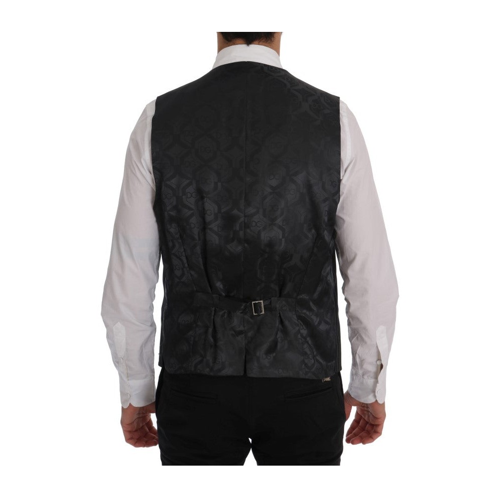 Dolce & Gabbana Elegante Graue Gestreifte Weste Weste