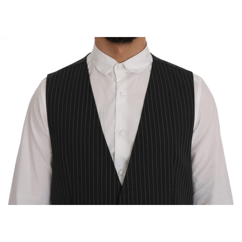 Dolce & Gabbana Elegante Graue Gestreifte Weste Weste