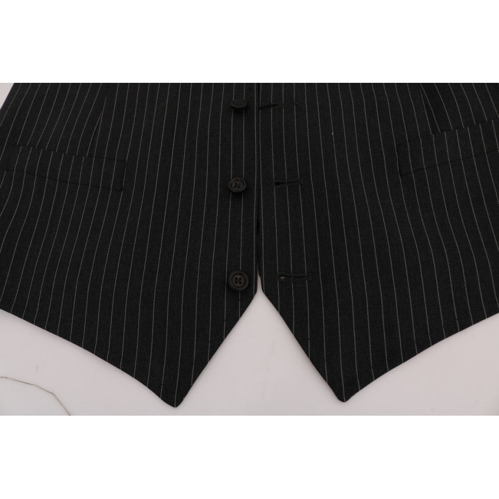 Dolce & Gabbana Elegante Graue Gestreifte Weste Weste