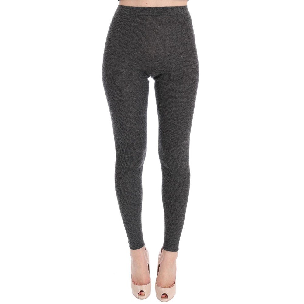 Dolce & Gabbana Schicke graue Kaschmirstrumpfhose mit hoher Taille