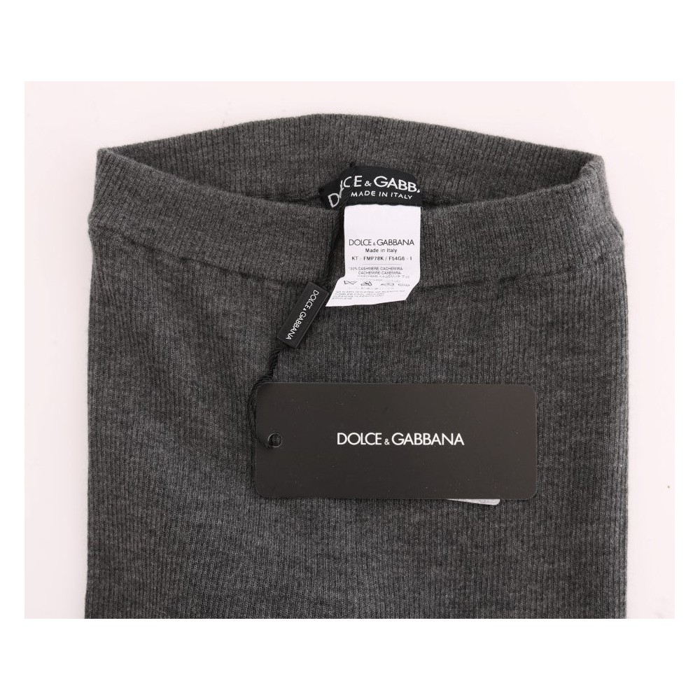 Dolce & Gabbana Schicke graue Kaschmirstrumpfhose mit hoher Taille
