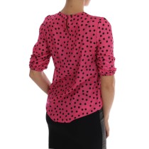Dolce & Gabbana Schicke rosa gepunktete Seidenbluse