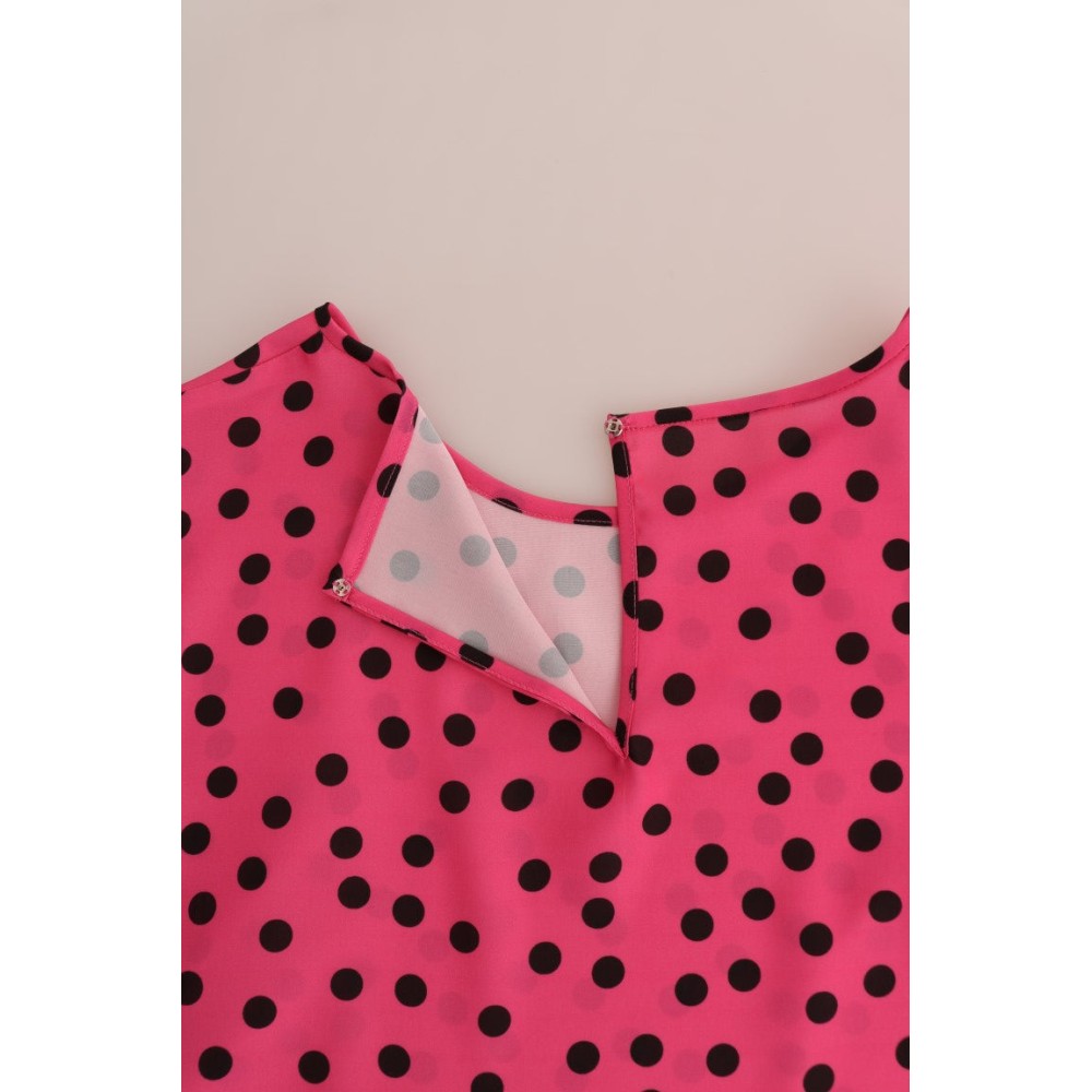 Dolce & Gabbana Schicke rosa gepunktete Seidenbluse
