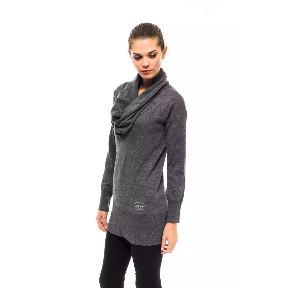 Montana Blu Grauer Pullover aus Wolle für Frauen