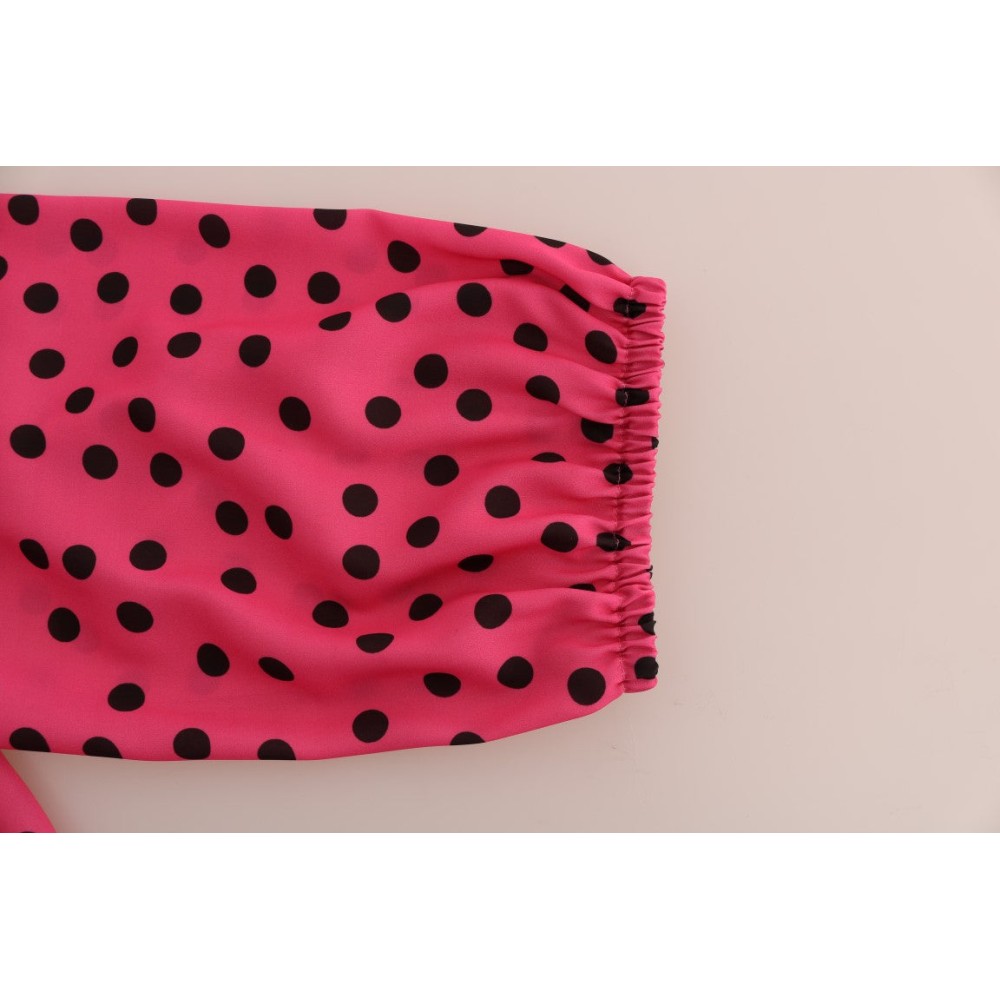 Dolce & Gabbana Schicke rosa gepunktete Seidenbluse