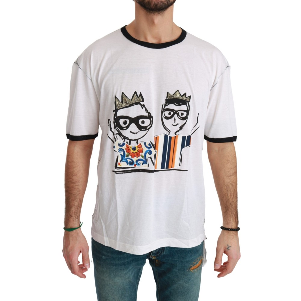 Dolce & Gabbana Elegantes weißes T-Shirt aus Seidenmischung für Männer