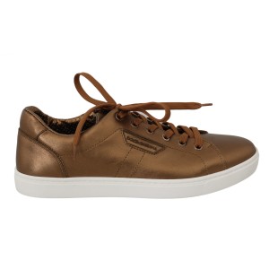 Dolce & Gabbana Goldene Metallic-Leder-Sneakers