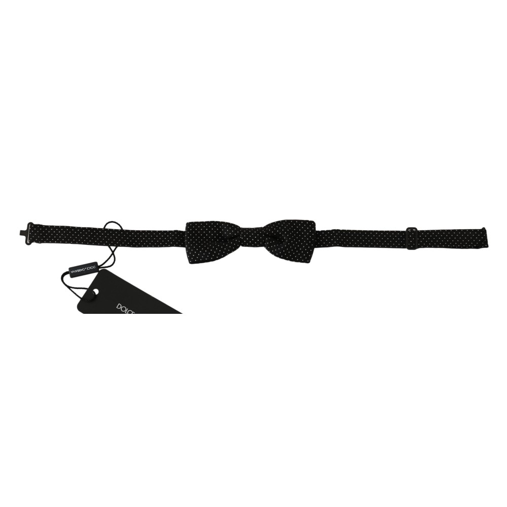 Dolce & Gabbana Elegante Schwarz gepunktete Seidenfliege
