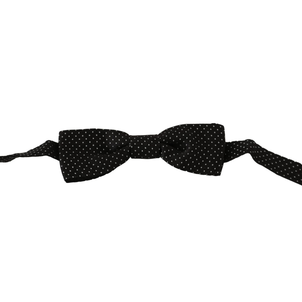 Dolce & Gabbana Elegante Schwarz gepunktete Seidenfliege