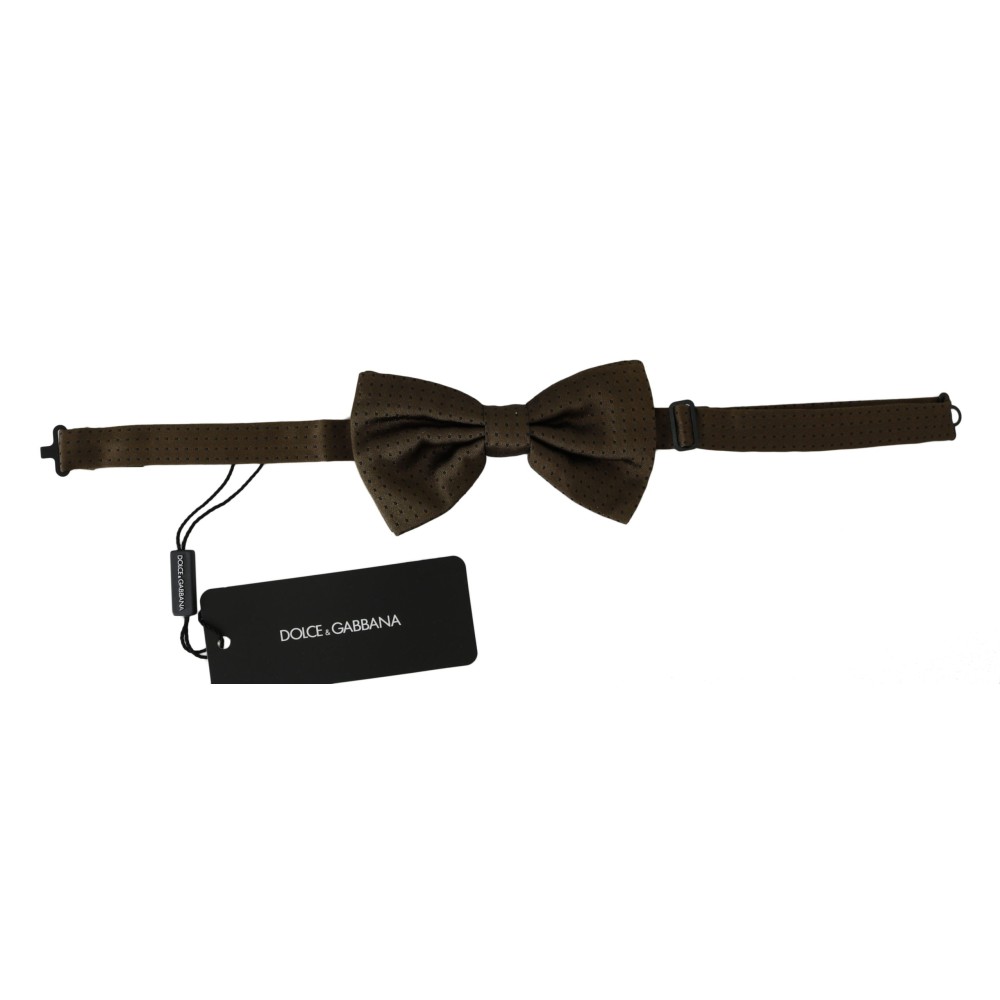 Dolce & Gabbana Elegante gepunktete Seidenfliege in Braun