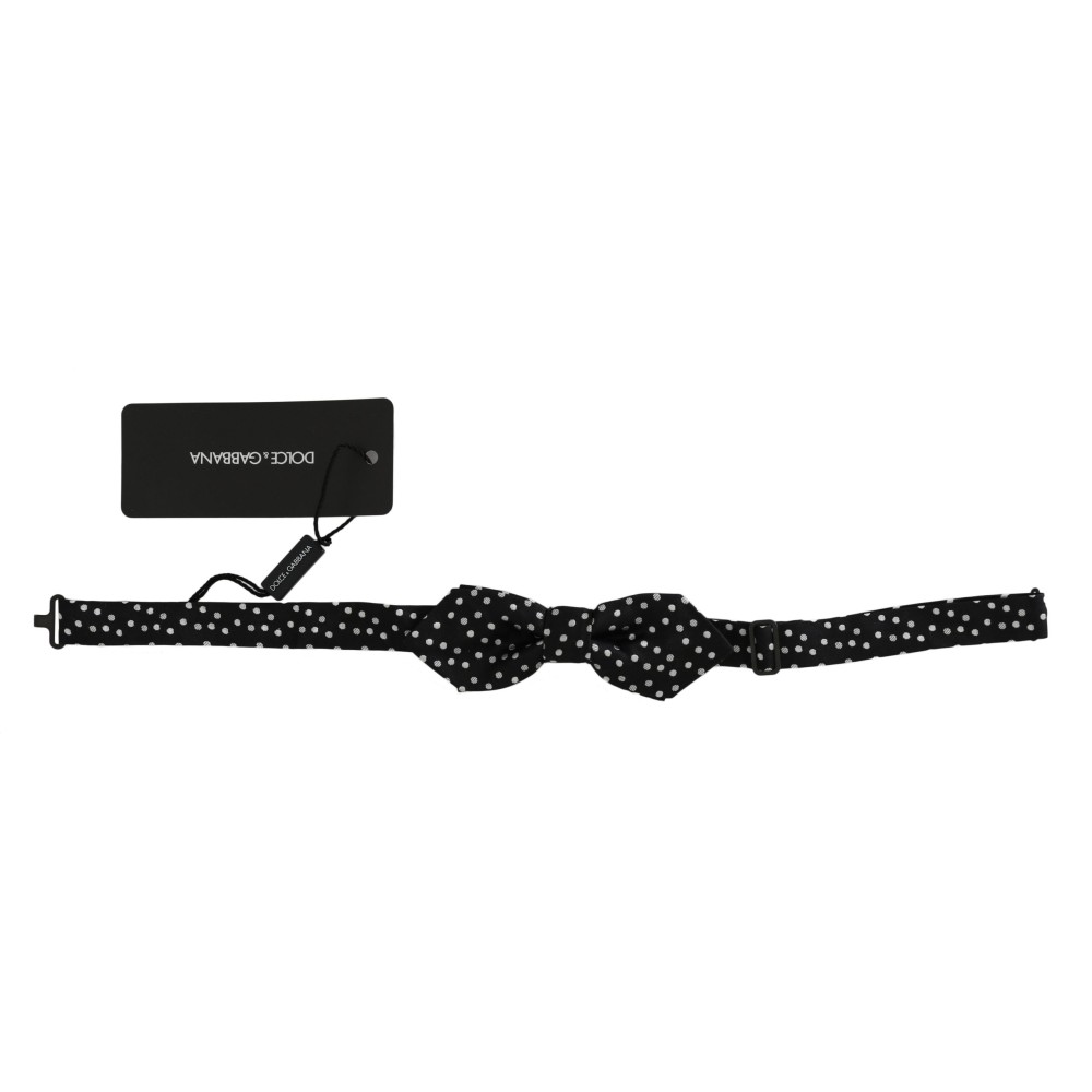 Dolce & Gabbana Elegante Schwarz gepunktete Seidenfliege