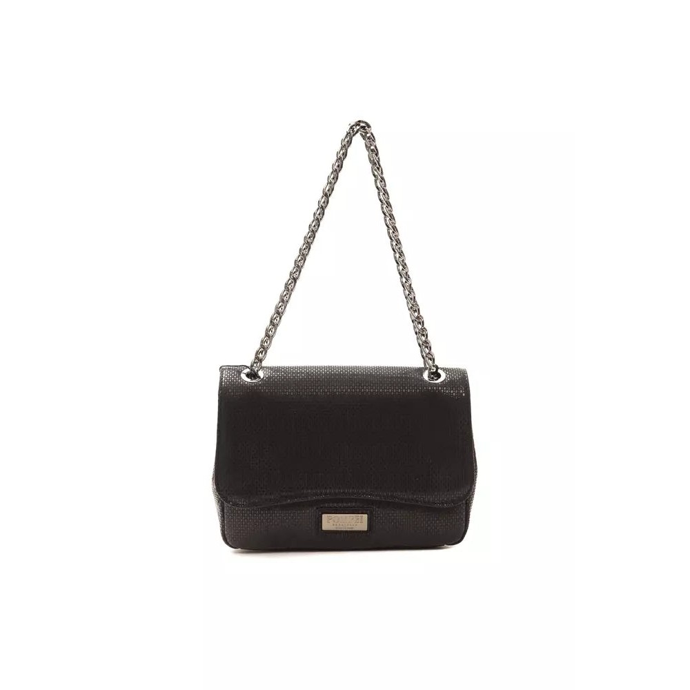 Pompei Donatella Schwarze Leder Damen Crossbody Tasche