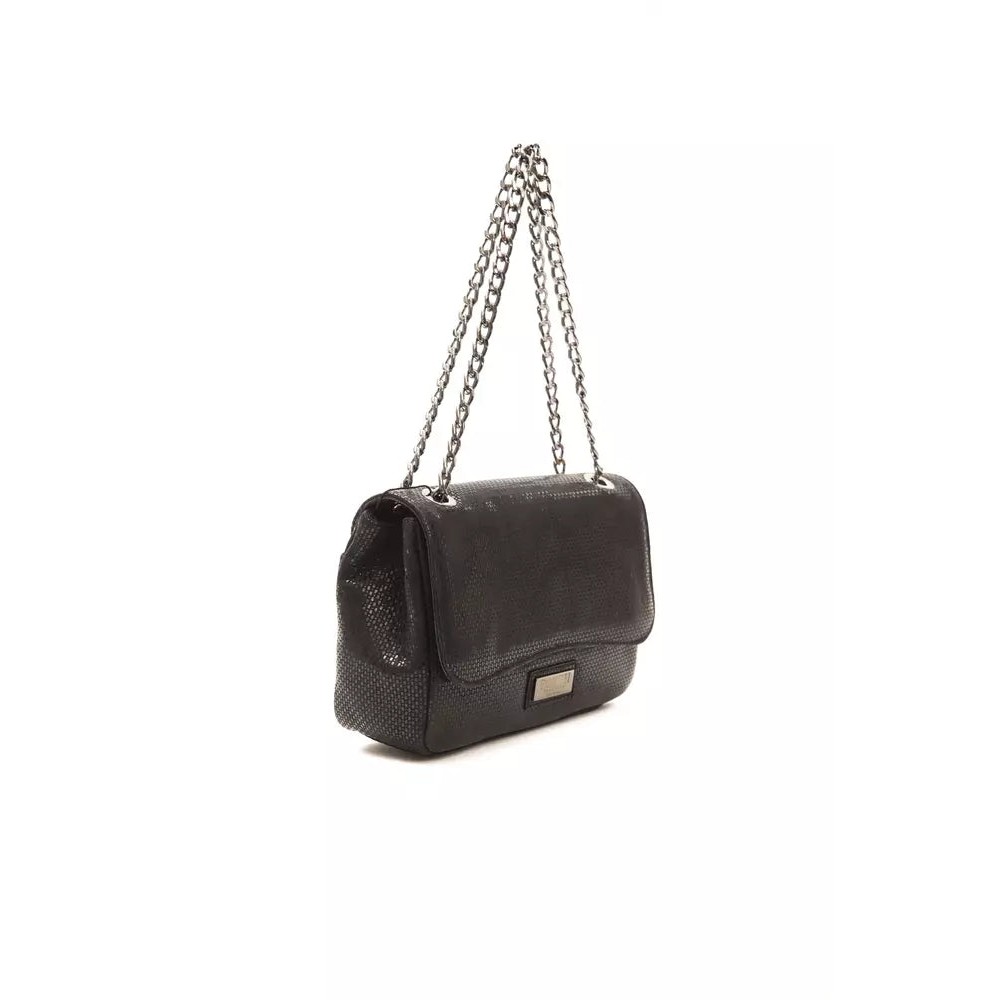 Pompei Donatella Schwarze Leder Damen Crossbody Tasche