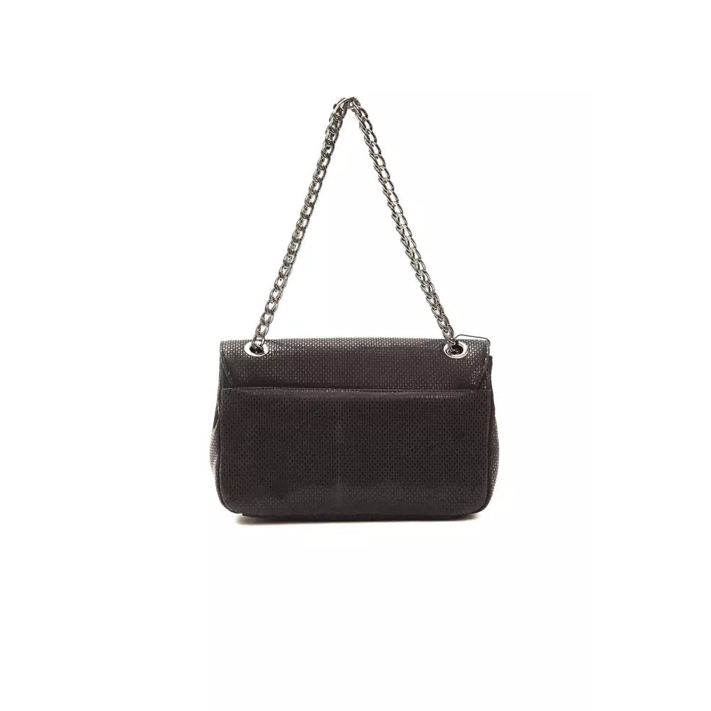 Pompei Donatella Schwarze Leder Damen Crossbody Tasche
