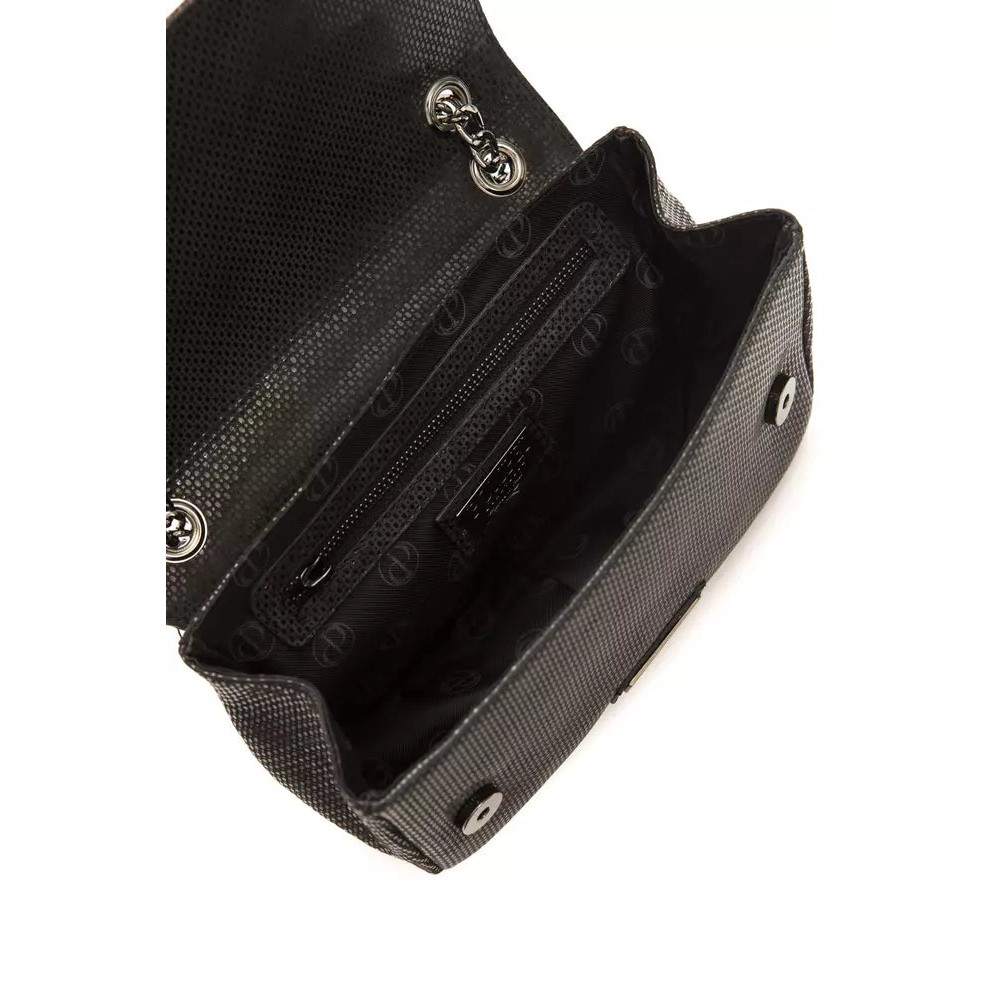 Pompei Donatella Schwarze Leder Damen Crossbody Tasche