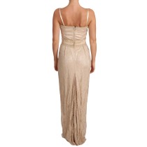 Dolce & Gabbana Elegantes Beigefarbenes bodenlanges Etuikleid