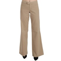Just Cavalli Beige Mid Waist Flared Luxury Trousers