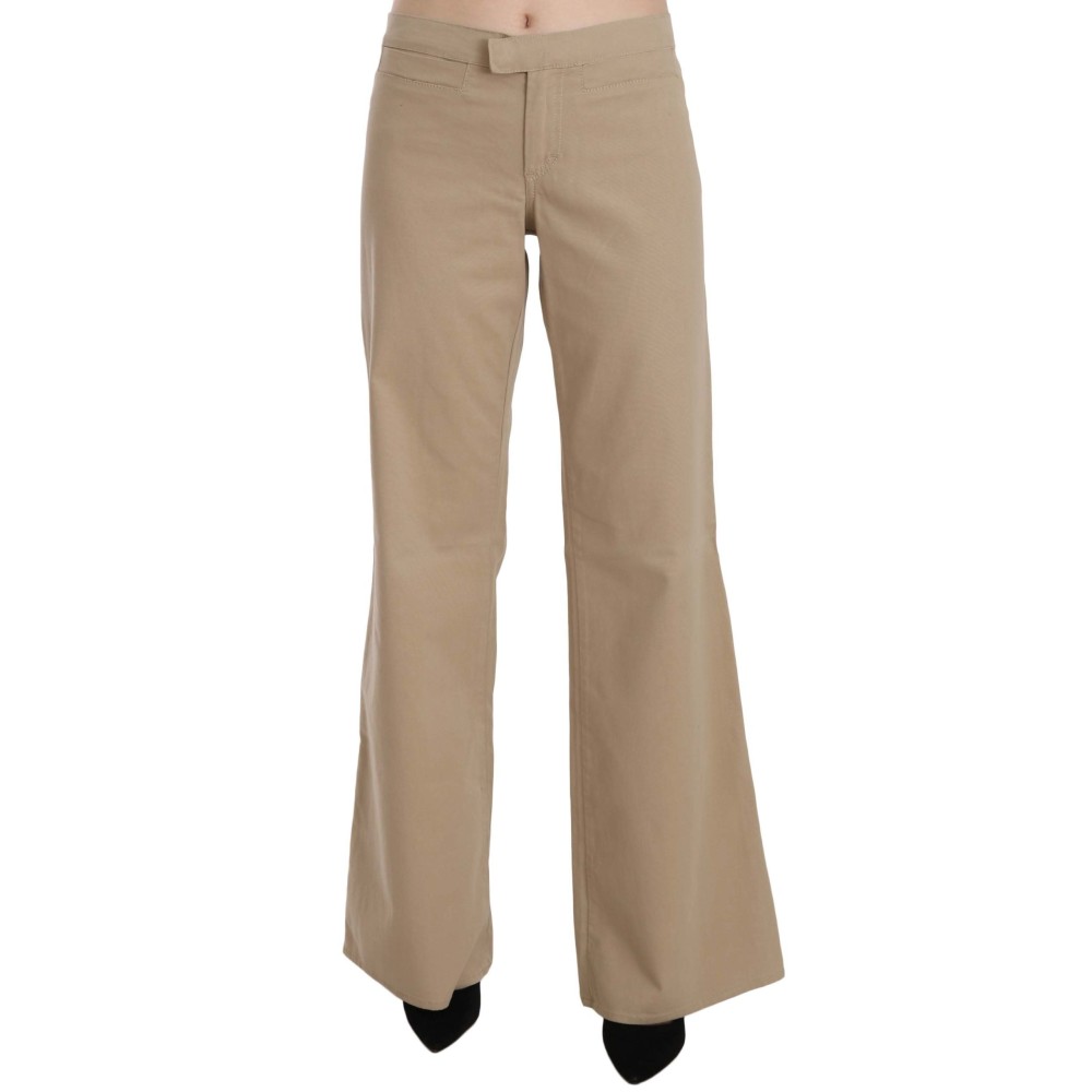 Just Cavalli Beige Mid Waist Flared Luxury Trousers