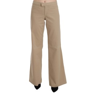Just Cavalli Beige Mid Waist Flared Luxury Trousers