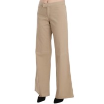 Just Cavalli Beige Mid Waist Flared Luxury Trousers