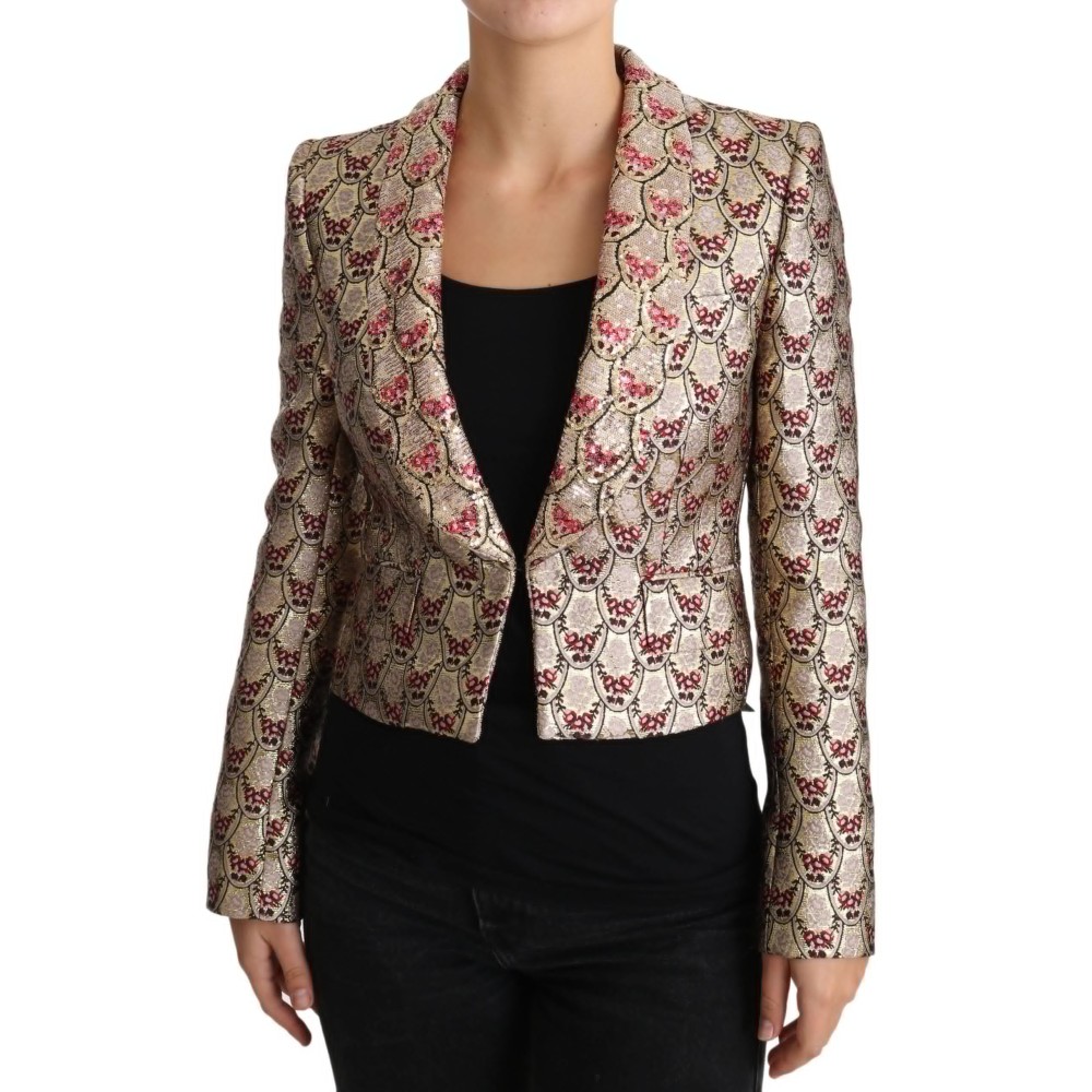 Dolce & Gabbana Glitzernde, goldfarbene, mit Pailletten besetzte Blazerjacke