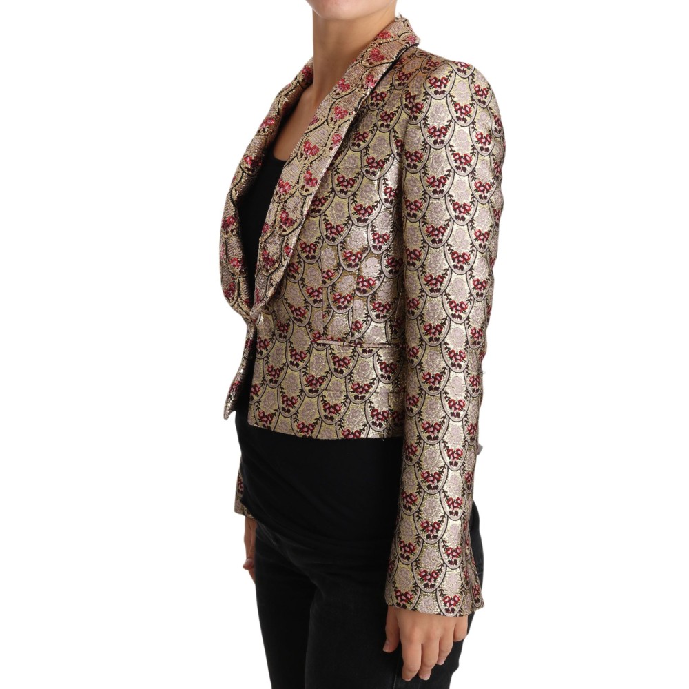 Dolce & Gabbana Glitzernde, goldfarbene, mit Pailletten besetzte Blazerjacke